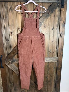 aerie Rust Corduroy Overalls - Brick Red